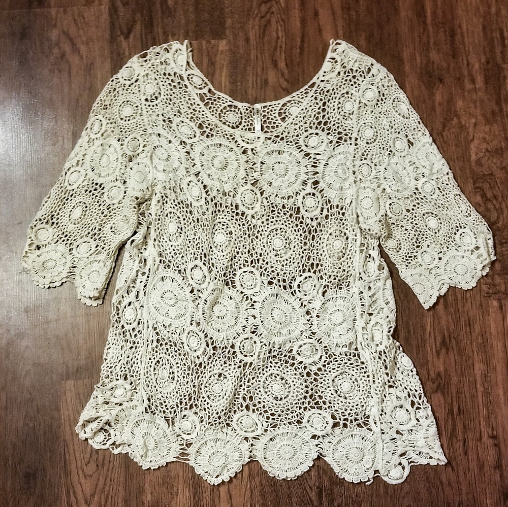 Cream Crocheted Top